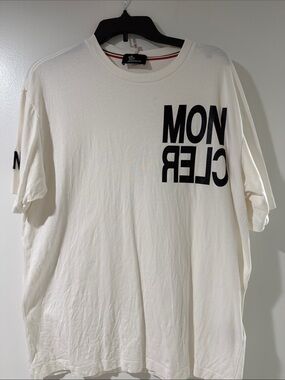 Moncler White Short-Sleeve Crewneck Tee with Black Logo